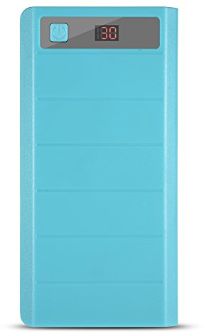 Caricabatteria portatile 20000mAh 2USB Power Bank, 8 x batterie Power Bank Kit Custodia Shell Dual USB + Type-C + Micro USB Port(Blu)