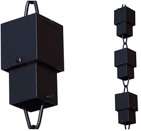 Monarch Rain Chains AluminumMulti Cube Regenkette, 2,5 m, schwarz, pulverbeschichtetes Aluminium, dekorative Regenfängerkette für Dachrinnen, große Regenketten für den Außenbereich