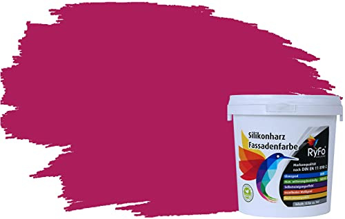 RyFo Colors Silikonharz Fassadenfarbe Lotuseffekt Trend Bougainvillearot 1l - bunte Fassadenfarbe, weitere Rot Farbtöne und Größen erhältlich, Deckkraft Klasse 1