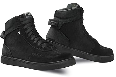 SHIMA SX-2 EVO LADY Scarpe Moto Donna | Stivali Moto in Pelle, Traspirante, Rinforzato con Supporto della Caviglia, Suola Antiscivolo, Impugnatura per il Cambio di Marcia (Nero, 36)