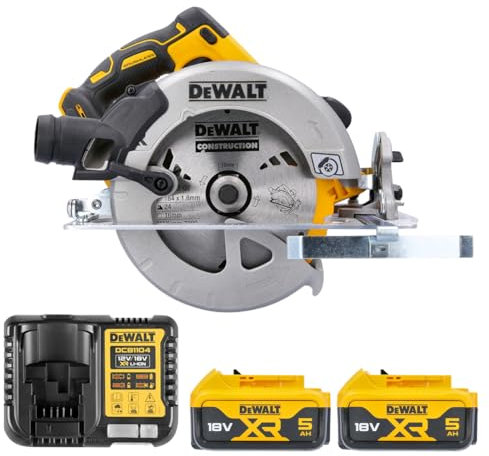 DeWalt DCS570N 18V 184mm Brushless Circular Saw with 2 x 5.0Ah Batteries & Charger