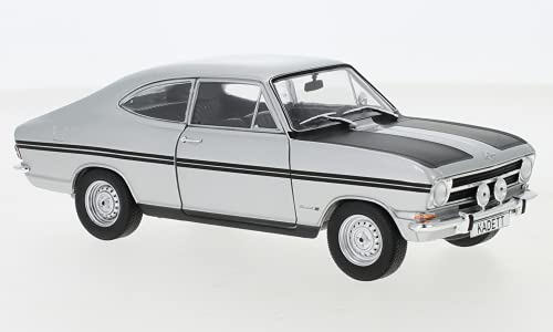 Whitebox 124065 -O kompatibel mit Opel Kadett B, silber/matt-schwarz, 1967, 1:24, Fertigmodell