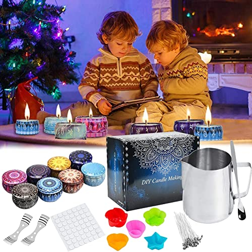 Candle Making Kit, 124 Stck Kerzen Selber Machen Set DIY Kerzenherstellung Zubehör Geschenk, Anfänger Candle Starter Duftkerzen Geschenkset mit Dose Dochte Dochte Halter Silikonform Gießtopf Löffel