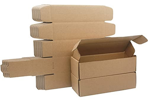 Corrugated Cardboard Shipping Boxes, 255×65×65mm Royal Mail Small Parcel PiP Postal Boxes, Long Narrow Brown Mailing Boxes for Business, Posting, Storing or Gift (10 Pieces)
