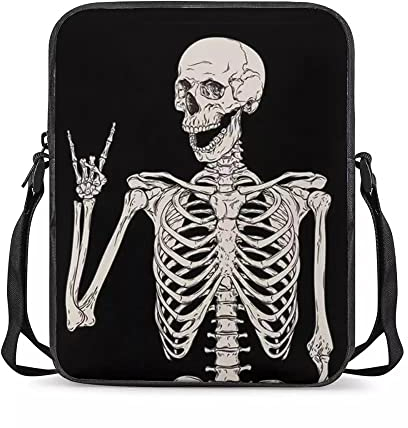 chaqlin Kuriertaschen für Jungen und Mädchen, Mini-Umhängetaschen, Kinder, Schulterhandtaschen, Totenkopf Skelett, Einheitsgröße, Kuriertasche
