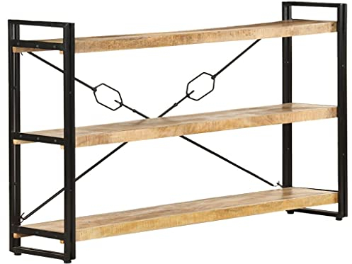 ZQQLVOO Industrie Vintage Bücherregal 3 Fächer,Organizer Bücherschrank,Bookshelf,Würfelregal,Standregal,Pflanzenregal,Raumteiler, 140x30x80 cm Mango Massivholz