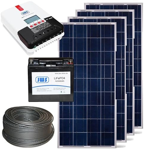 Solarset Polykristallin MPPT LifePO Batterie Solaranlage Inselanlage Wohnmobil, Lithium Batterie:20Ah, Wattzahl:300W