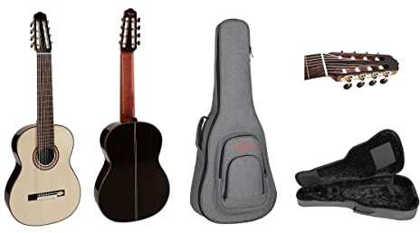 Salvador Cortez CS-60-8, massive Fichte/Palisander - 8-saitige Konzertgitarre mit Gig Bag