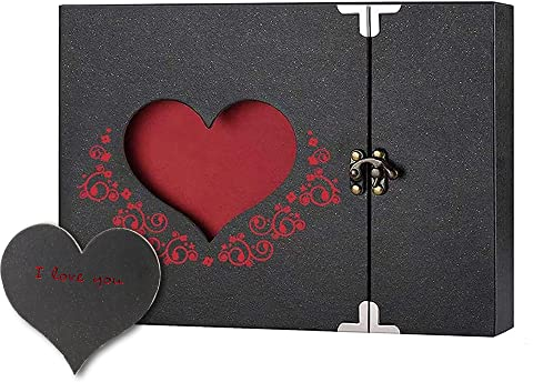 GIGIIS DIY Fotoalbum als Geschenk Fotobuch zum Scrapbooking Ringbuch Fotoalben wunderbar verschenken für die Valentinstag, Hochzeit, Geburtstag oder für deinen Liebsten (50 schwarzen Seiten)