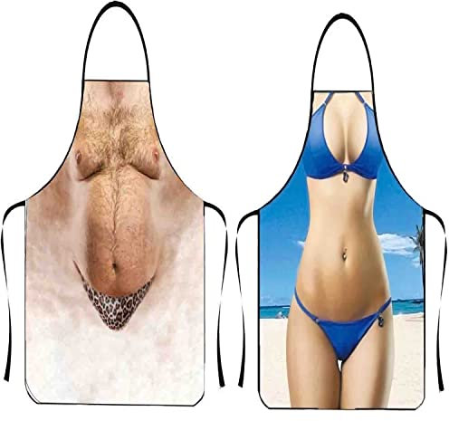 Asgens Funny Apron Grill BBQ Apron for Men, Kitchen Cooking Barbecue Aprons Christmas Birthday Gift for Husband, Wife, Dad, Mom, Friends