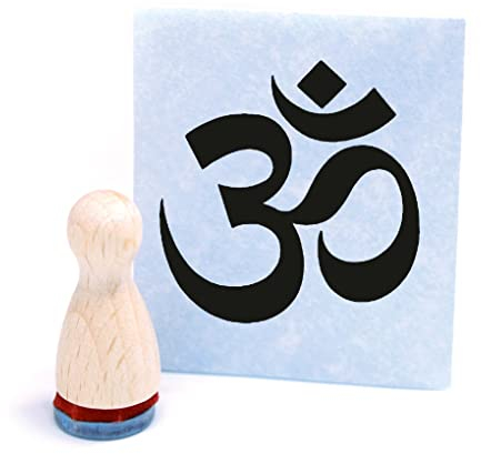 Ministempel Hinduismus Om Zeichen - kleiner Holzstempel mini Motivstempel Kegel Figur Ø12 mm