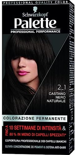 Schwarzkopf, Palette Colorazione Permanente, Tinta per Capelli, Crema Colorante Professionale, Copertura dei Capelli Bianchi, Sistema Anti-danni, Tonalità 2-1 Castano Nero Naturale