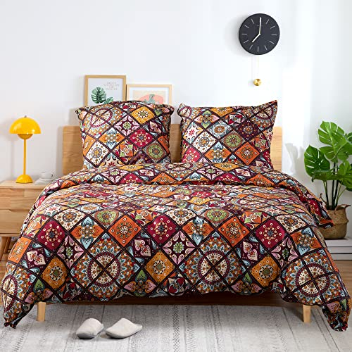 ATsense Bettwäsche 220x240 Baumwolle, Bunt Renforcé Bettwäsche-Sets ÖkoTex Bettbezug 220x240 3teilig, Super Weich, mit Reißverschluss 1X Bettwäsche + 2X Kissenbezug 80x80(Böhmen, Paisley)