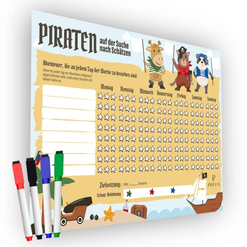 Previs Belohnungstafel Kinder für den Kühlschrank mit 4 löschbaren Markierungen - Routine Planer Kinder - Ideal zum spielerischen Lernen - Magnetische Belohnungstafel