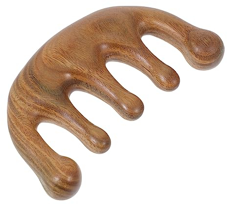 HONMEET Haarkamm aus Holz Massagekamm Kopfhautmassagegerät natürliches grünes Sandelholz für die Massage von Gesicht Hals Rücken Händen und Füßen