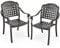 COSTWAY 2 PCS Outdoor Garden Chairs, Stackable All Weather Cast Aluminum Chairs with Armrests and Curved Seats, Patio Bistro Dining Armchair Set for Backyard Porch Poolside (Bronze, Grid Pattern)
