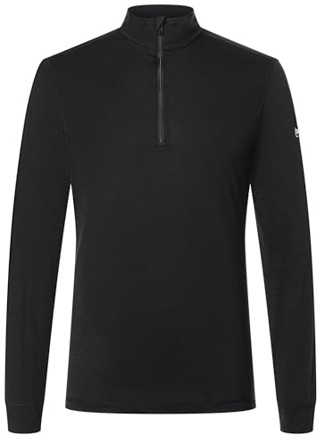 super.natural M TUNDRA175 1/4 ZIP Merino Longsleeve Herren - Herren Langarmshirt aus Merino-Polyester-Mix, Geruchsabweisendes Funktionsshirt mit Reißverschluss