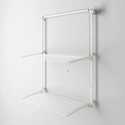 foxydry Wall Plus Wand-Wäscheständer, vertikal, einziehbarer Wäscheständer für Innen und Außen, 152 x 52 x 137 cm (weißes Oberteil, 152 cm)