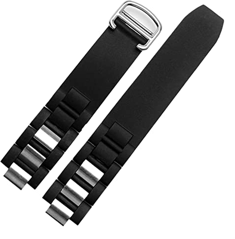 NEYENS Für Cartier Sport Wasserdichtes Armband Gummi Silikon Armband Mit Schwarz Und Weiß Konvex 20 * 10mm Uhrenkette, 20mm-10mm, Achat