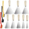 Omsscun Lot de 11 Grattoirs à Peinture Spatule Enduit, 8 pièces Couteau à Enduire + 3 pièces Brosse métallique, Spatules en Acier Inoxydable, Spatule Bricolage, Spatule Mastic