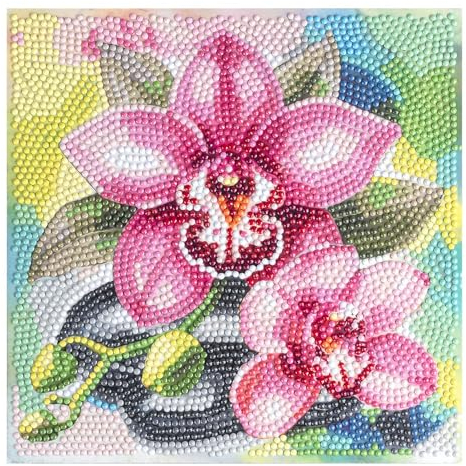 Ideen mit Herz Diamond-Painting-Aufleger | 20 cm x 20 xm | wunderschöne Motive | inkl. Zubehör | für Holzbox oder Geschenk-Kiste (Orchideen)