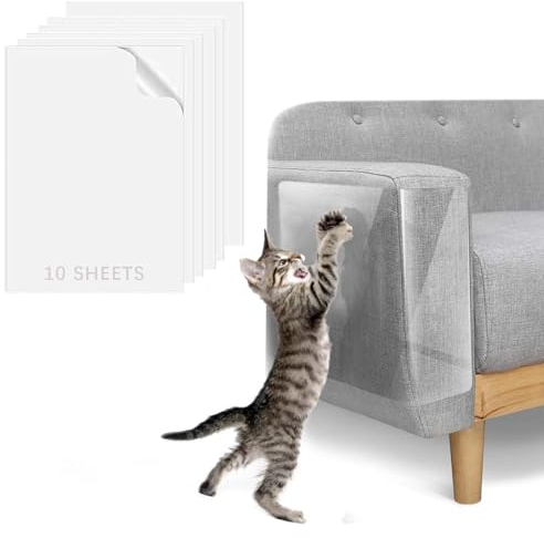 Katze Kratzschutzfolie,10 Stück Doppelseitig Kratzpads für Katzen mit Selbstklebend,Katze Kratzschutzfolie für Sofa Möbel Tür Kratzschutz,Anti Kratz Katzen Folie für Sofa,Wand Kratzmatten