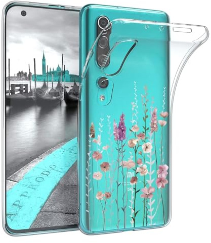 Kaywzo Hülle für Xiaomi Mi 10,Transparent TPU Handyhülle mit Gemälde Blume Muster,Ultradünn Stoßfester Schutzhülle,Schön Silikon Cover Case-3