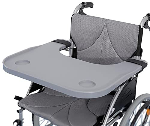 KSWBD Rollstuhl -Lap -Tabletttisch abnehmbar mit 2 Tasse Halter für die Behinderung der behinderten Rollstuhlarme von 16 Zoll - 20 Zoll