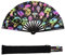 URROMA Foldable UV Glow Big Mushroom Hand Fan, Large Rave Fan Folding Hand Fan Bamboo Festival Clack Fan Performance Dance Party Accessories For Men Women