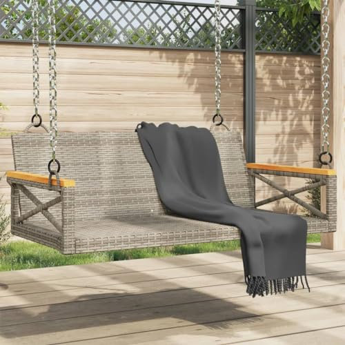 Rantry Hollywoodschaukel, grau, 109 x 62 x 40 cm aus Polyrattan, Bank für Balkon, Terrasse, Garten i1