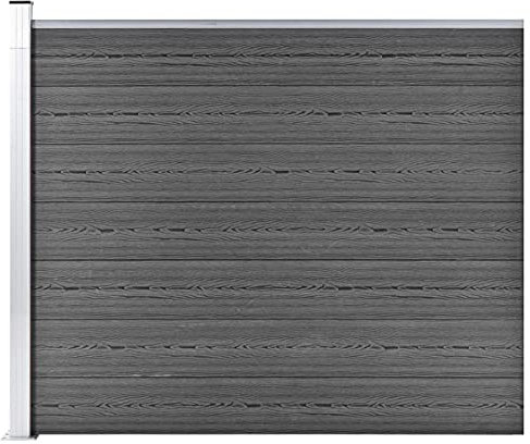 Sufrk Panneau de clôture WPC 175 x 146 cm, noir, clôture de jardin autoportante pour terrasse, pelouse, barrière de sécurité pour animaux