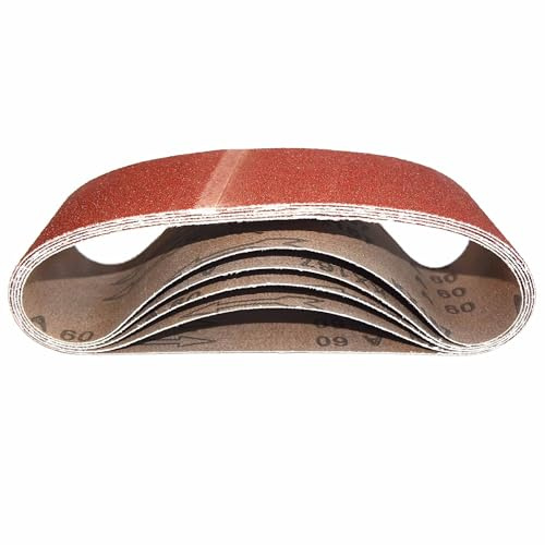 AKbase Schleifbänder | 75x510mm | P80 | 10 Stück | Körnung wählbar P40 - P400 | Gewebe-Schleifband Bandschleifpapier Bandschleifer zum Schleifen, Feilen, Schärfen und Entrosten