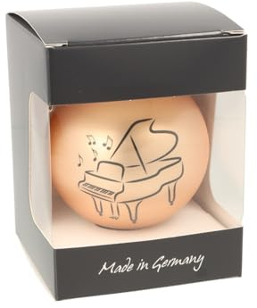 Glas-Weihnachtskugel mit Piano-Motiv, Ø ca. 8 cm (Gold matt)