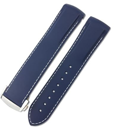 18mm 19mm 20mm 21mm 22mm Gummiarmband passend for Omega Seamaster 300 AT150 Speedmaster Planet Ocean passend for Seiko passend for CASIO Silikonarmband(Blue White,20MM_BLACK BUCKLE)