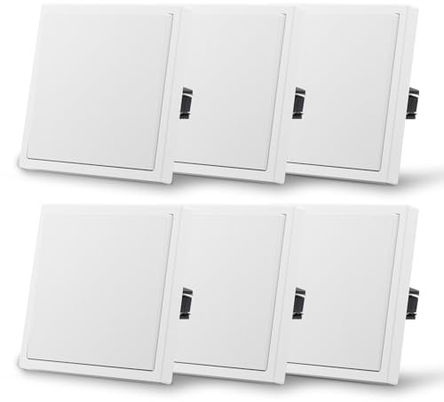 MVAVA Lichtschalter Unterputz, Standard Lichtschalter 1 Fach 1 Weg, Kunststoffe Wandschalter 80mm x 80mm, 6 Pack Weiß