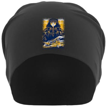 KarolioZonas Evil Man and a Flying Bus Unisex Thin Cotton Slouch Beanie Schwarz, Schwarz , Einheitsgröße