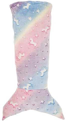 Gatphy Meerjungfrauen Decke Luminöse Meerjungfrau Decke Flanell Mädchen Meerjungfrau Spielzeug Farbenfrohe Kuscheldecke Softsofa Decke Meerjungfrau Schlafsack (Lila)