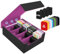 Karten Box für 2800+ Karten,Sammelkarten Box mit 10 Kartenteiler,Sammelkarten-Aufbewahrungsboxen PU Leder Commander Gathering Deck Box Karten Aufbewahrungsbox für MTG,TCG,Sportkarten (Schwarz & Lila)