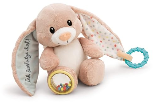 NICI Activity Kuscheltier Hase Fjella Ich beschütze Dich 23cm - rosa - Plüschtier für Babys und Kleinkinder zum Greifen, Knuddeln, Entdecken und Einschlafen | 61883