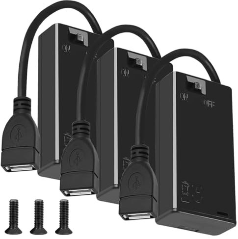 MKBKLLJY 3PCS 2 AA Battery Holder with Switch 2 X 1.5V AA Battery Holder Case with USB Cable Battery Spring Clip Storage Box with Screw for DIY Game Handle Electric Toothbrush Micro USB Connector