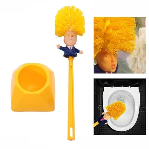Donald Trump Toilet Brush, with Holder, Novelty Toilet Brush, Funny Gifts (style B)