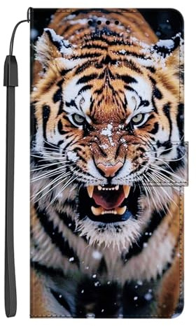 EuoDuo Compatible with iPhone 8 / iPhone 7 Animal Wallet Case PU Leather Flip Cover with Card Holder Magnetic Closure Book Folio Phone Holster - Brown White Tiger