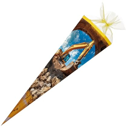Schultüte / Zuckertüte / 85cm / eckig / Bagger