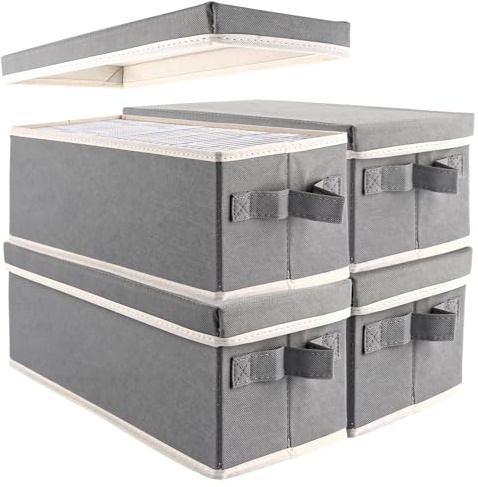 LDXDRU 4 Stück CD-Aufbewahrungsbox, 36X16X14CM DVD Aufbewahrungsbox, CD-Hülle DVD Box CD Boxes für Zuhause, Büro & Unterwegs, Grey