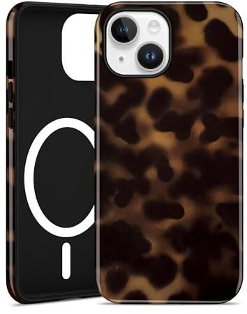 Jusy Magnetische Leopard Hülle für iPhone 13/14, Schildpatt