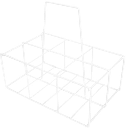 MOTHNUR Portable Milk and Beer Bottle Storage Basket Iron Handheld Holder with Smooth Surface Creative Kitchen Display Rack for Multiple Bottles White Carrying Container