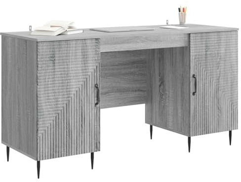 vidaXL Schreibtisch Graues Sonoma 142,5 x 50 x 75 cm Holzwerkstoff, Wohnzimmertisch, Vintage-Style, viel Stauraum, aus Holz, perfekt fürs Lernen, Bastelarbeiten, Home Office