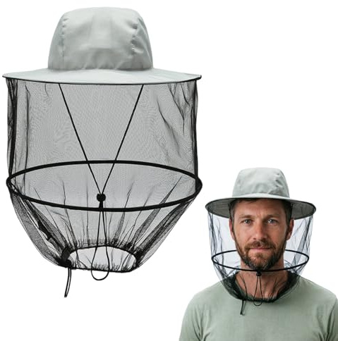 wlsvega Imkerhut,Moskitonetz Kopf,Imkerhut Mit Schleier | Kopfschutznetz Mit Klarer Sicht FüR Outdoor-Enthusiasten, Landwirtschaft, Jagd, Wandern Und Gartenarbeit (Grau)