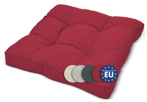 Beautissu Lounge Kissen Outdoor 60x60 cm Rot – Bequemes Sitzkissen Gartenstuhl 10 cm dick Sitzpolster Auflagen für Rattanmöbel Gartenmöbel Polster für Stühle Sessel Stuhlauflage Indoor – xLuna
