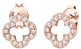 Elli Ohrringe Damen Kleeblatt Glücksbringer mit Zirkonia Kristalle in 925 Sterling Silber Rosé vergoldet